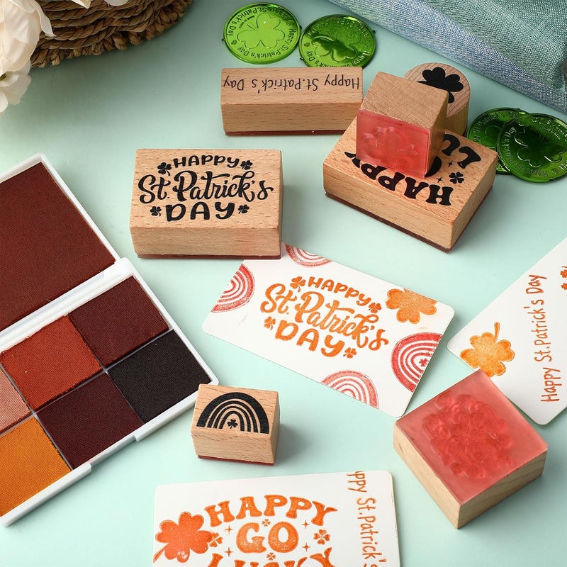 Supervitae 8 Pcs St. Patrick's Day Rubber Stamp Set Wooden Rubber Stamps St. Patrick Day's Gnome Vintage Wooden Rubber Art Stamps for Crafting and DIY Scrapbooking Card Making Hand Book - Image 5